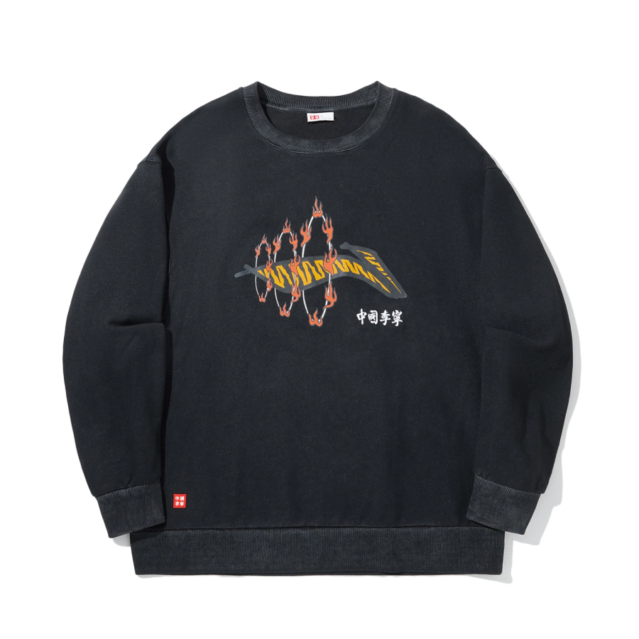 Li-Ning Li Ning Sweatshirts Unisex Black Crew Neck Moderate Regular