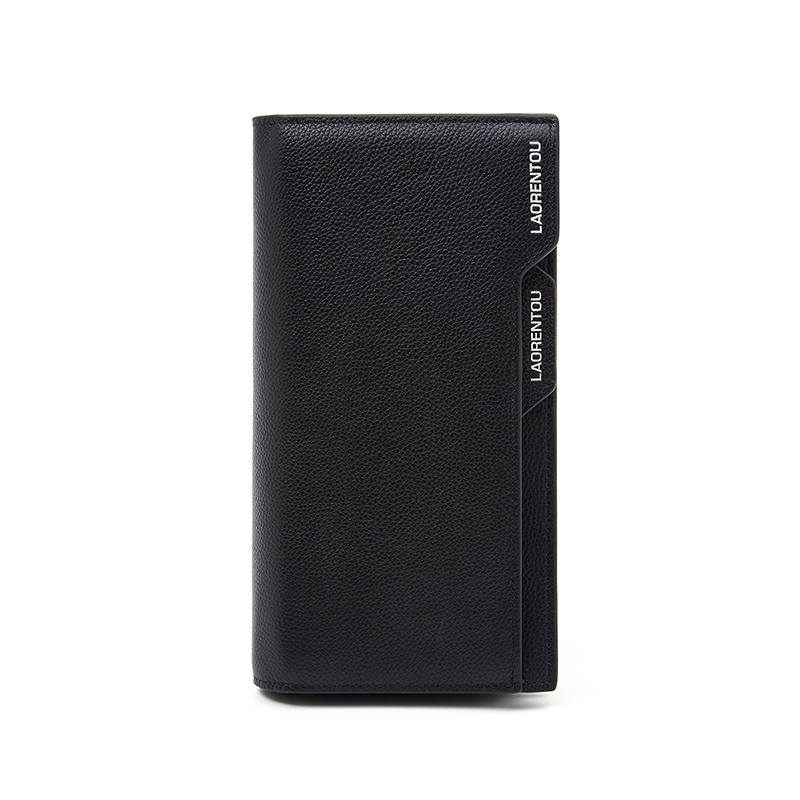 LAORENTOU Top Grain Cow Leather Wallet Men's Black