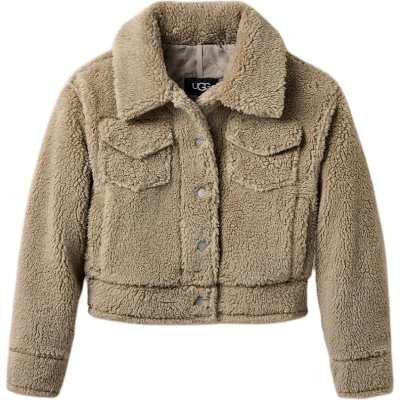 UGG Velvet Jackets Women's Pebble Gray Lapel Moderate