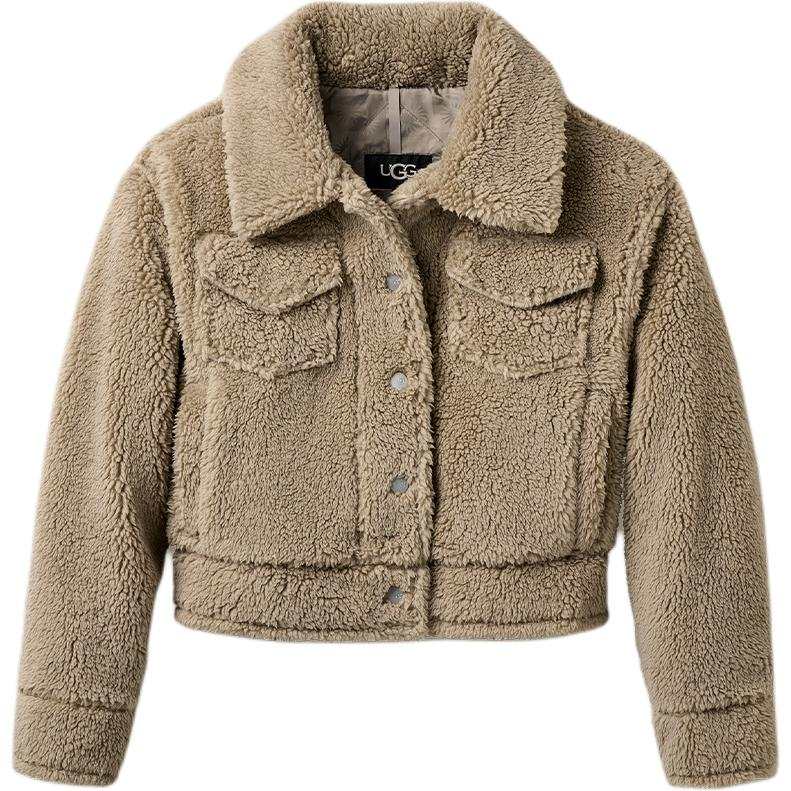 UGG Velvet Jackets Women's Pebble Gray Lapel Moderate