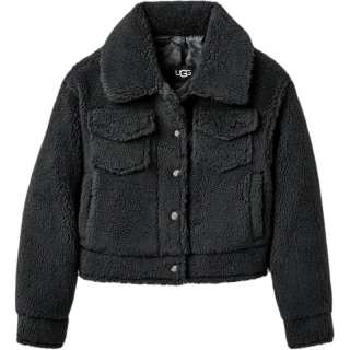UGG Velvet Jackets Women's Ink Black Lapel Moderate