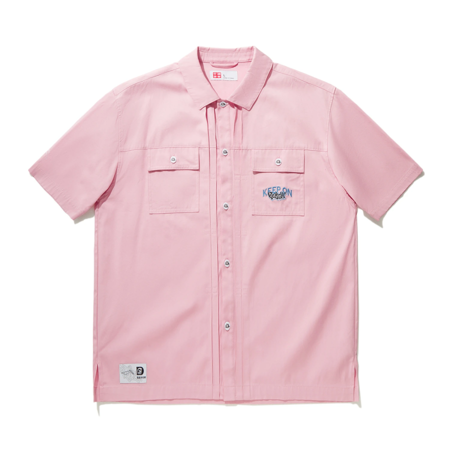 Li-Ning Li Ning Shirts Men's Flower Branch Pink Lapel Moderate Shirt