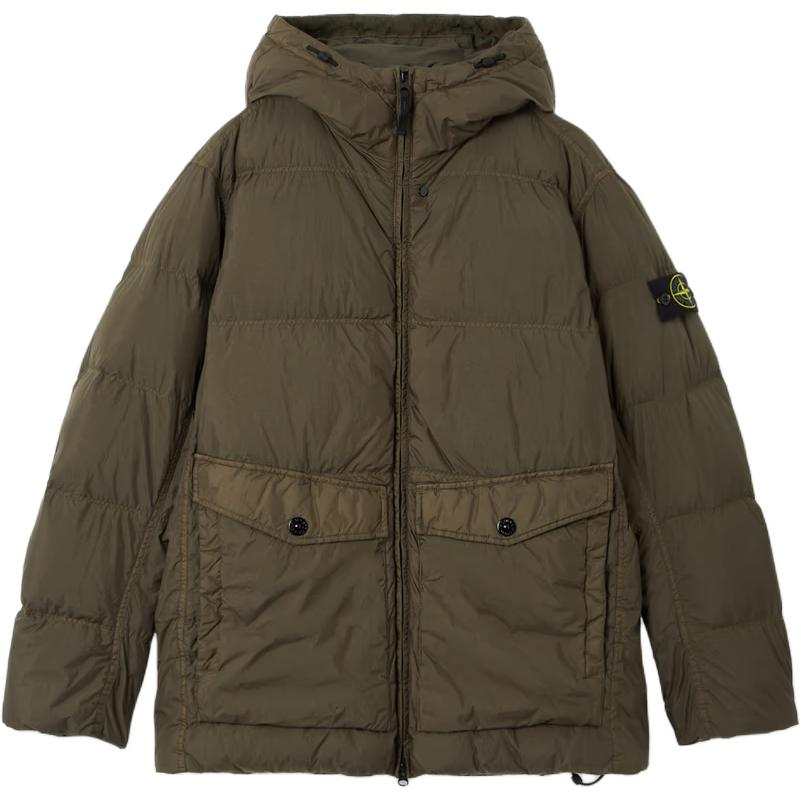 STONE ISLAND Logo Patch Zip Up Hooded Jacket