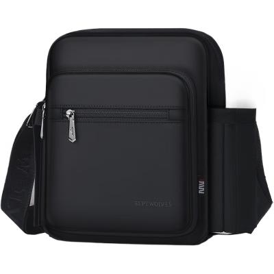 SEPTWOLVES Oxford Crossbody Bag, Shoulder Bag Large Men's Black
