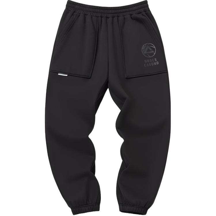 PEAK PEAK Knitted Sweatpants Men's Black Thickened Cuffed Pants