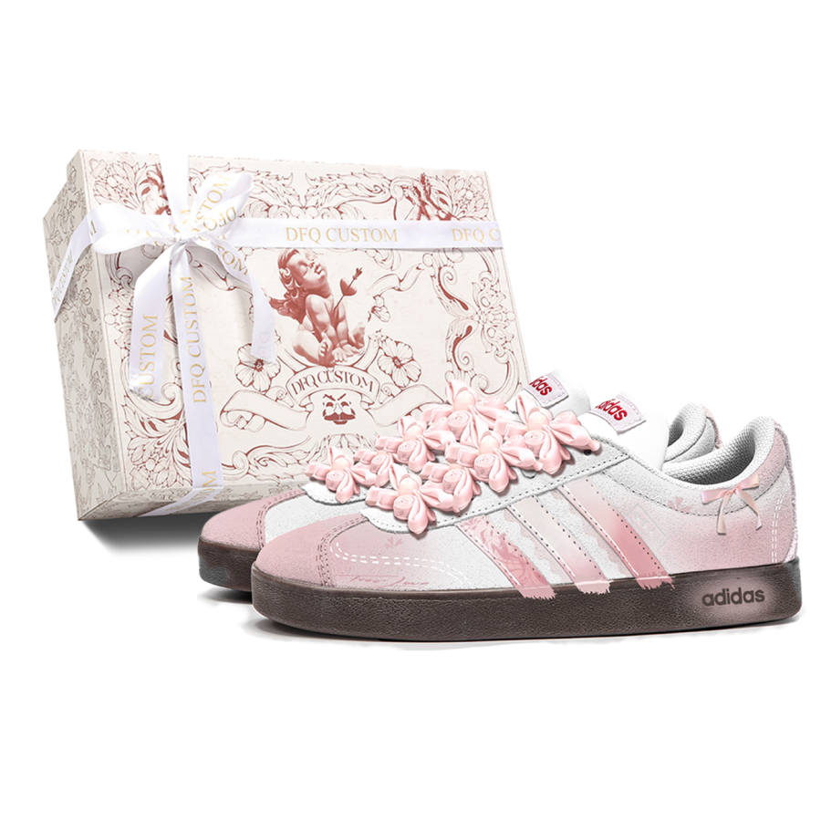 Adidas Adidas VL COURT 2.0 Crimson Abrasion Resistant Abrasion Resistant Low top Skateboard Shoes Unisex Pink White