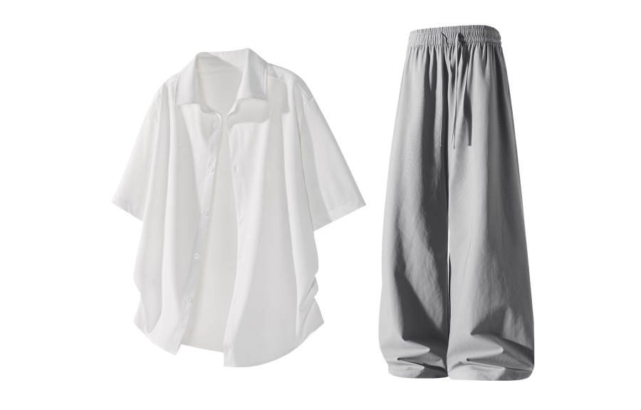 X1617 Shirt Matching Sets Unisex Lapel Thin