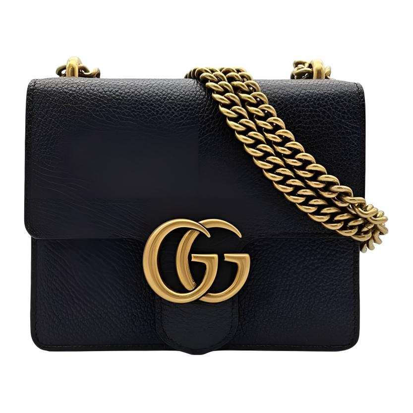 GUCCI GG Marmont Cow Leather Shoulder Bag Small Women's Black