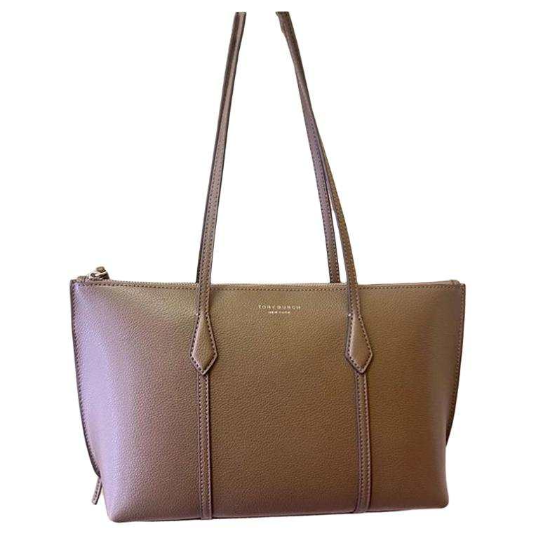 TORY BURCH Perry Cow Split Leather Shoulder Bag Small Women's Mushroom Gray
