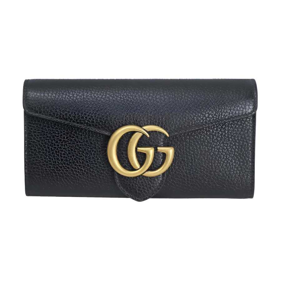 GUCCI GG Marmont Leather Wallet Unisex Black