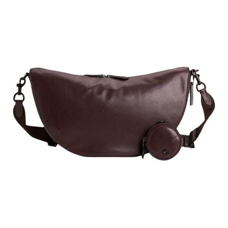 COACH Hall Soft Cow Leather Crossbody Bags Large Women's Maple Brown