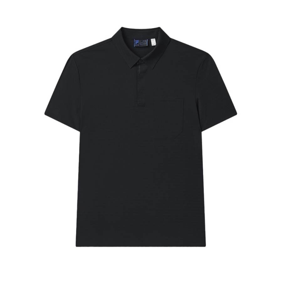 FILA Polo Shirts Men's Jet Black BK Polo Collar Moderate Straight Fit