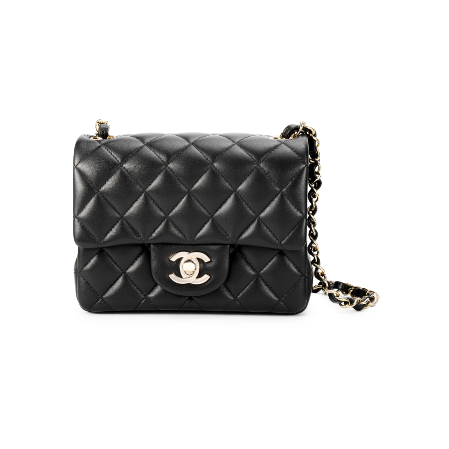 CHANEL Classic Flap CF Sheepskin Material Gold Chain Crossbody Bag, Shoulder Bag Mini Women's Black