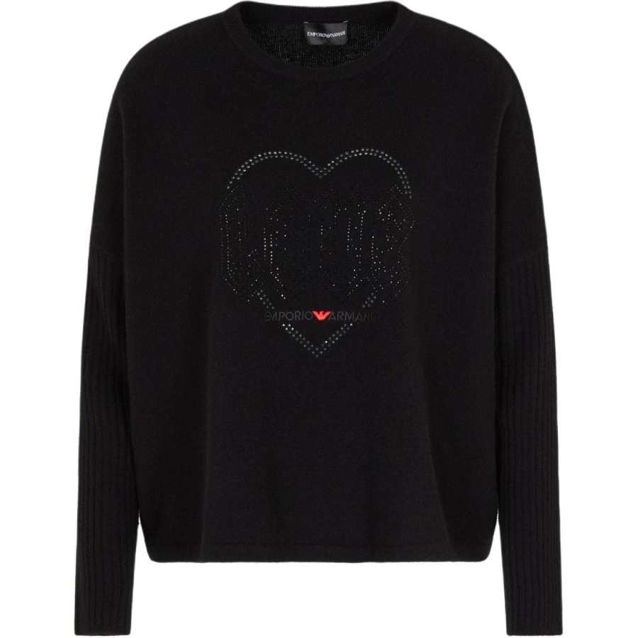 Emporio Armani Valentine’s Day capsule collection virgin-wool jumper with rhinestones