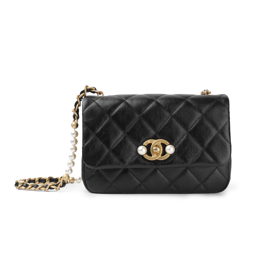 CHANEL Calfskin Flap Bag, Shoulder Bag, Crossbody Bag Mini Women's Black