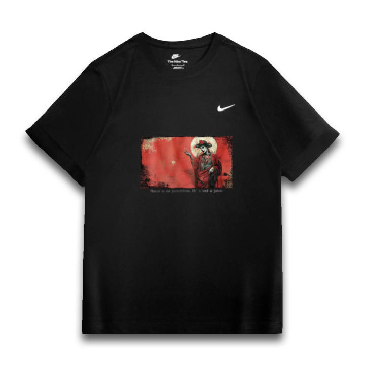 Nike Nike T Shirts Unisex Black Nike Short Sleeved Goth Style Joker Crew Neck Moderate Straight Fit