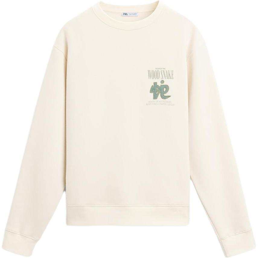ZARA Sweatshirts Men's Frosted White Crew Neck Moderate
