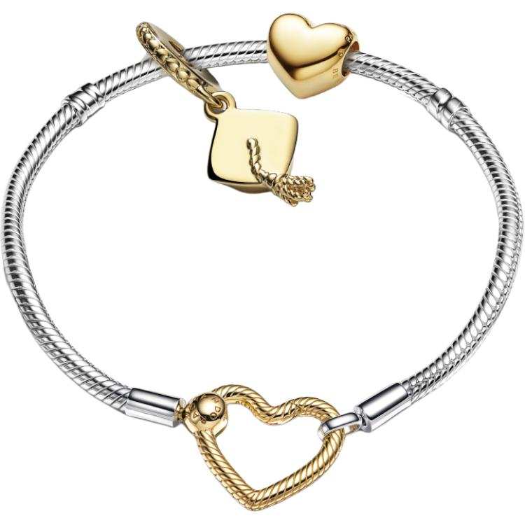 Pandora 925 Sterling Silver Gold Plated Alloy Copper Silver Bracelets Women's Silver