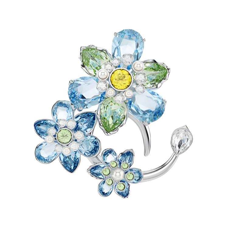 Swarovski Faux Crystal Brooches Unisex Blue