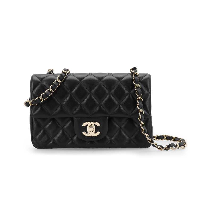 CHANEL Classic Flap CF Sheepskin Material Gold Metal Mini Square Flap Bag, Flap Bag, Shoulder Bag, Crossbody Bag Mini