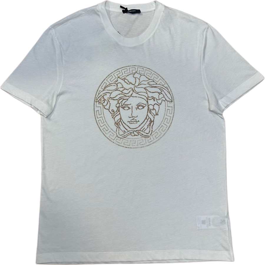 VERSACE T Shirts Men's White Crew Neck Moderate Straight Fit