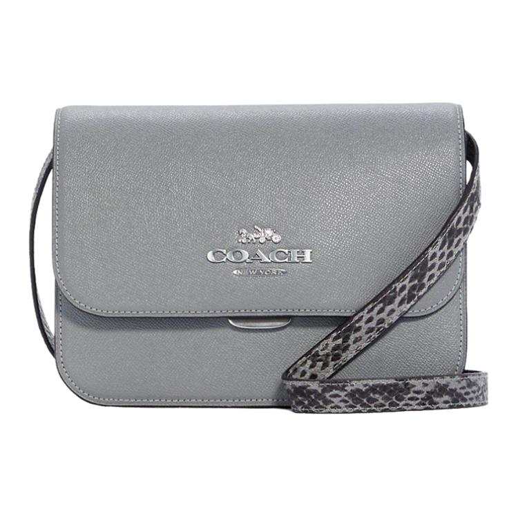 COACH Brynn Leather With Fabric Crossbody Bag, Shoulder Bag Medium Women's Granite