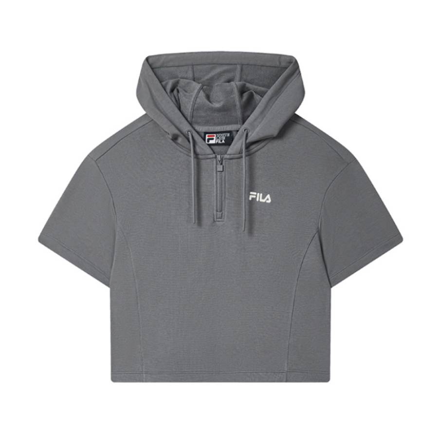 FILA ORIGINALE T Shirts Women's Cloud Trail Gray DY Hooded Moderate Straight Fit