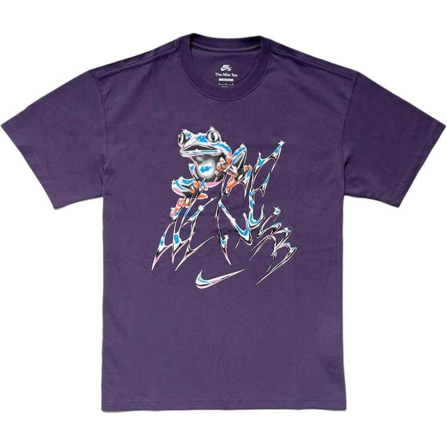 Nike Nike T Shirts Men's Purple Crew Neck Straight Fit