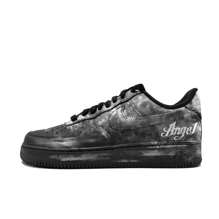 Nike Nike Air Force 1 Silver Angel Leather Abrasion Resistant Low top Skateboard Shoes Unisex Black Silver