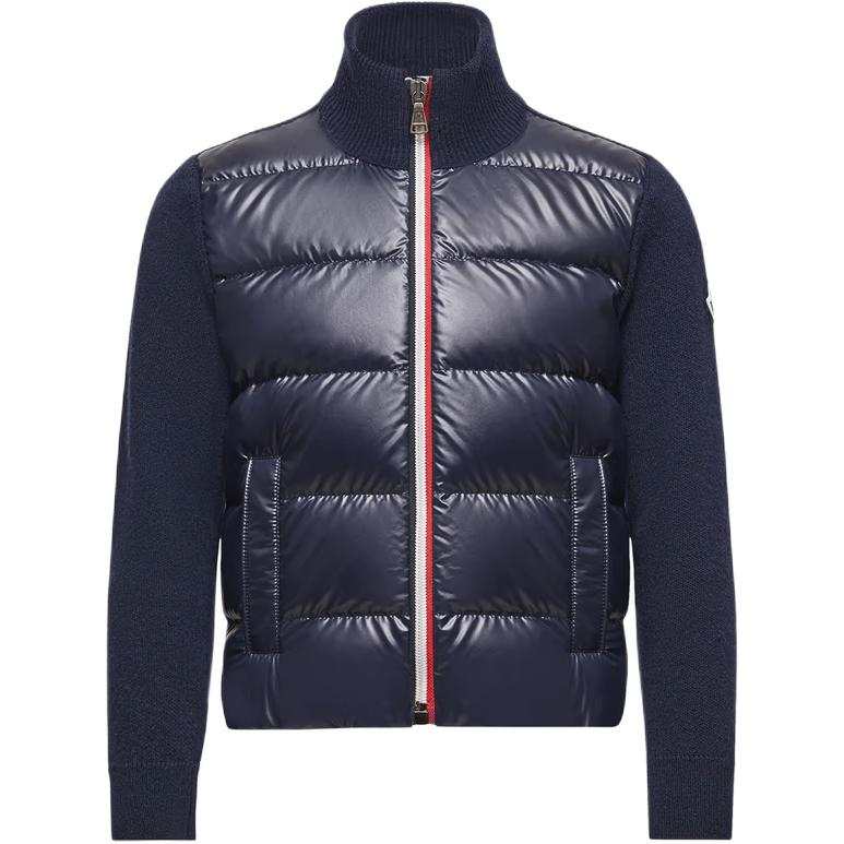 Moncler Padded Wool Zip Up Cardigan Down Jacket Children Aged 3 7 Years Old Dark Blue