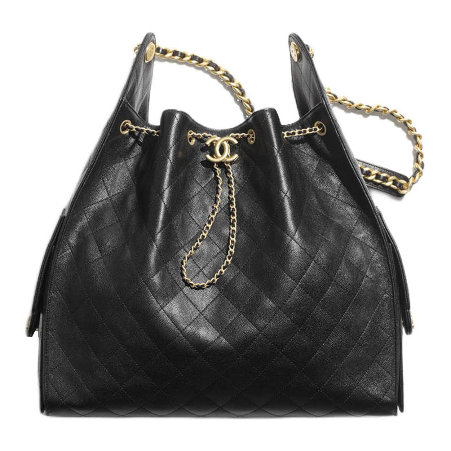 CHANEL 25Bag Grain Cow Leather Material Gold Metal Handbag, Shoulder Bag Large Women's Black