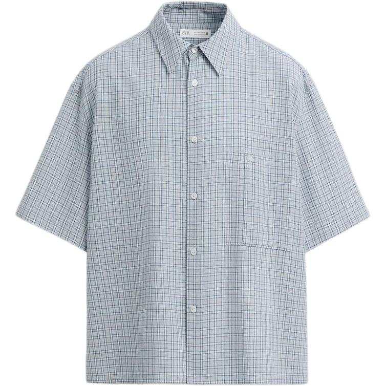 ZARA Shirts Men's Sky Blue Lapel Moderate