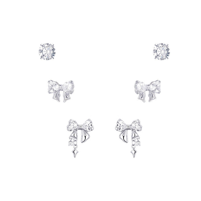 Barbie 999 Fine Silver Synthetic Cubic Zirconia Stud Earrings Women's