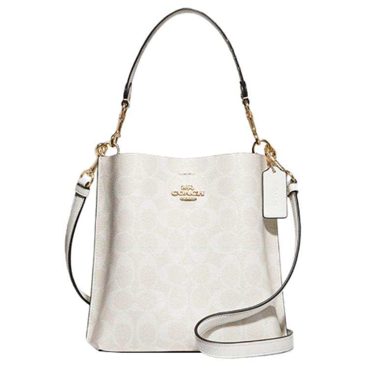 COACH Mollie Artificial Leather Bucket Bag Handbag 22 Women's Chalk White