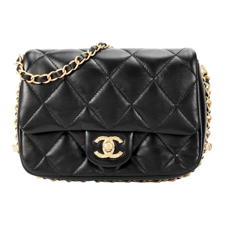 CHANEL Sheepskin Shoulder Bag, Crossbody Bag Mini Women's Black