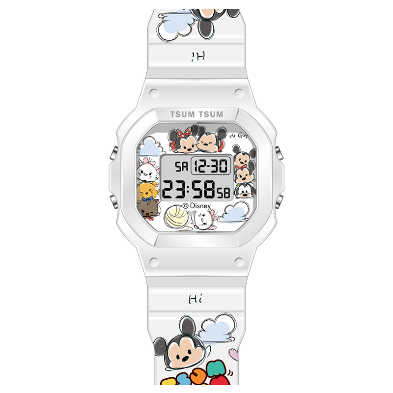 Disney Song Series Electronic Movement Rubber Strap Watch Unisex Gray Dial Waterproof