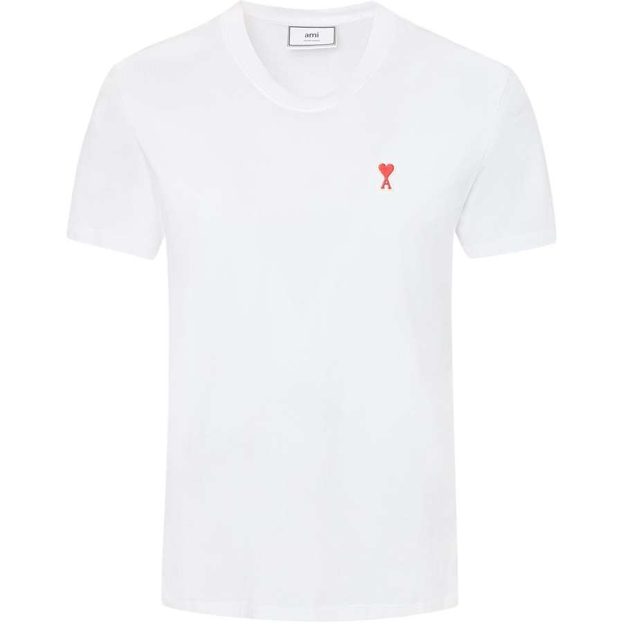 AMIPARIS T Shirts Men's White Crew Neck Moderate Straight Fit