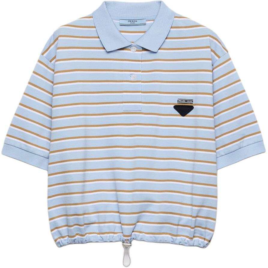 PRADA Polo Shirts Women's Sky Blue Polo Collar Moderate Straight Fit