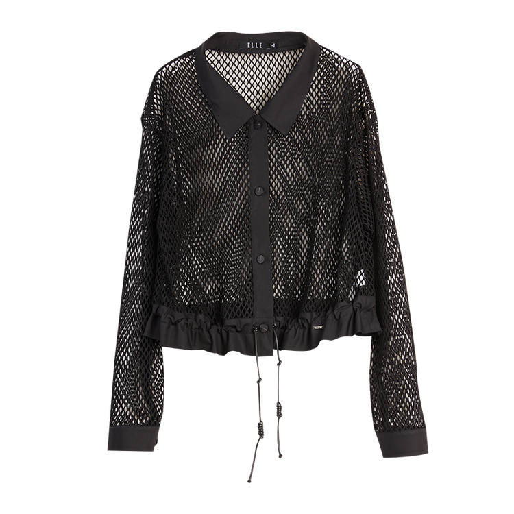 ELLE ELLE Cropped Coats Women's Black Lapel Thin