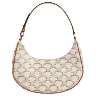 CELINE AVA Cow Leather Shoulder Bag Regular Women's Candy & White