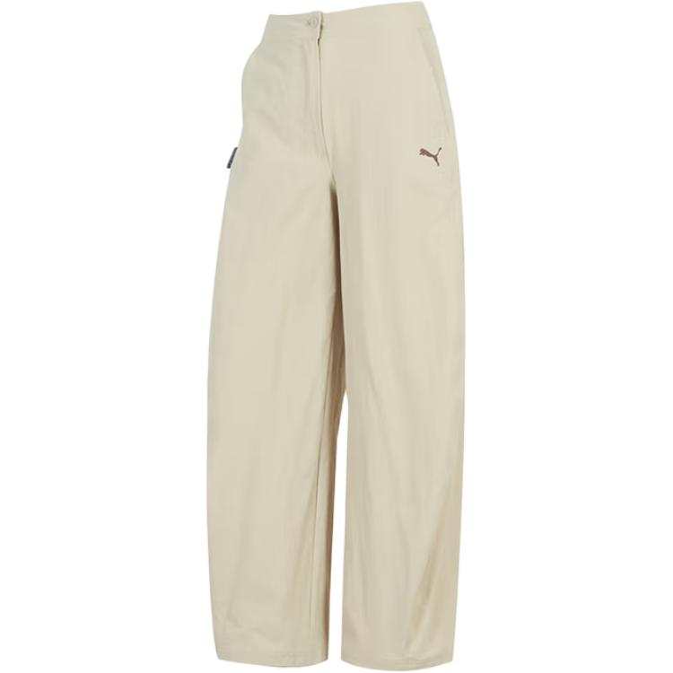 PUMA Casual Pants Women's Beige Moderate Straight Fit Pants