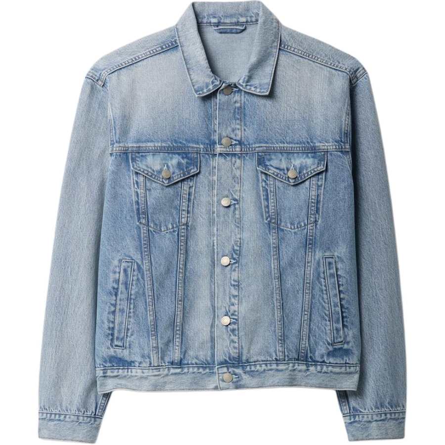 GAP GAP Denim Jackets Men's Light Washed Lapel Moderate
