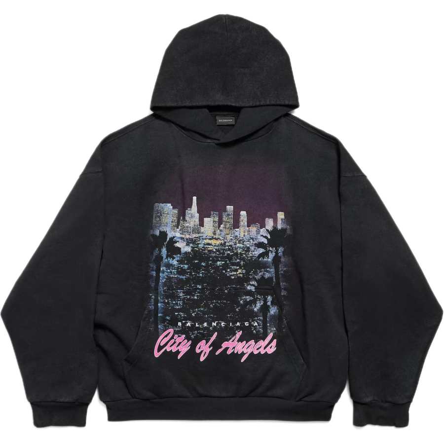 Balenciaga City Of Angels Motif Printed Hoodie