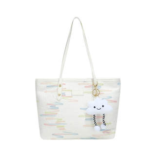 JANE KLAIN Fabric, Synthetic Leather Handbag Large Women's White