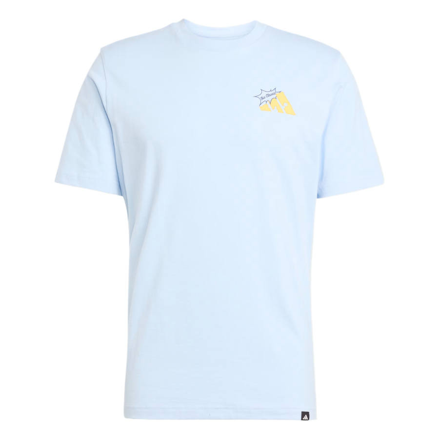 Adidas Adidas T Shirts Men's Glow Blue Crew Neck Moderate Straight Fit