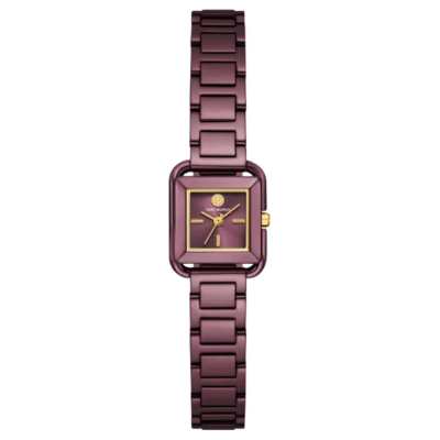 TORY BURCH Wrist Watches Quartz Movement Stainless Steel Strap 18*12mm Purple Watch Dial Women's Watch