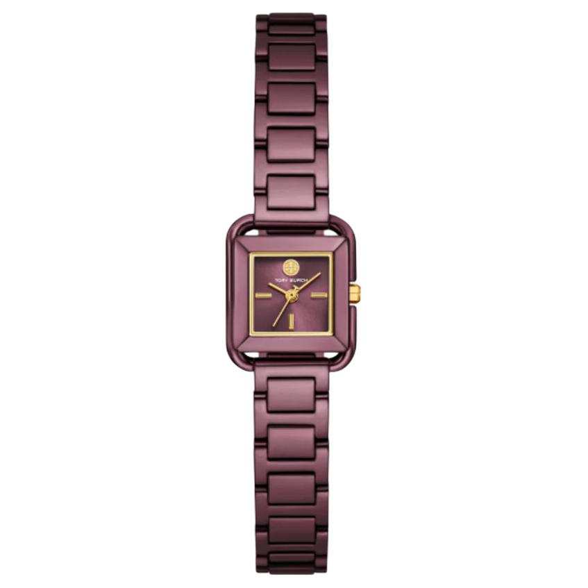 TORY BURCH Wrist Watches Quartz Movement Stainless Steel Strap 18*12mm Purple Watch Dial Women's Watch