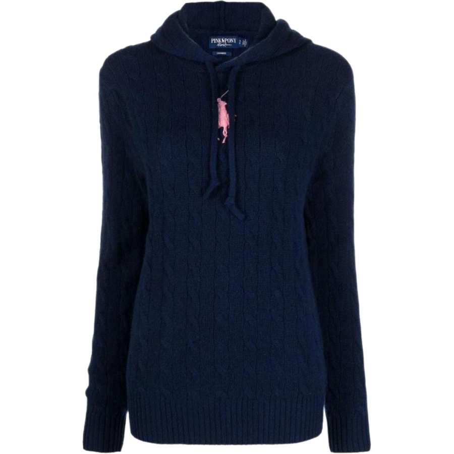 Polo Ralph Lauren logo-embroidered cashmere cable-knit hoodie