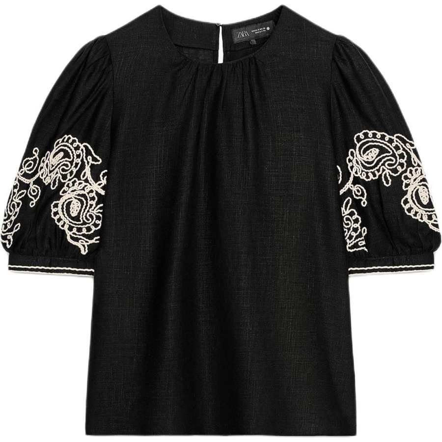 ZARA ZW Shirts Women's Black Crew Neck Moderate