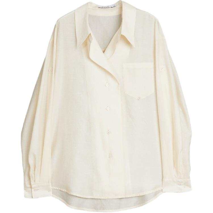 ELLE Shirts Women's Beige Yellow V Neck Thin Shirt